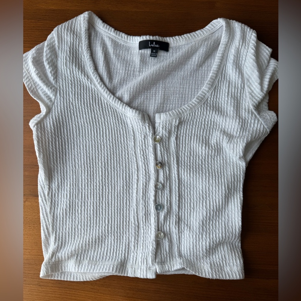 Lulu's White Button-Up Top